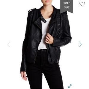 Sanctuary Black Vegan Faux Leather Moto Jacket S